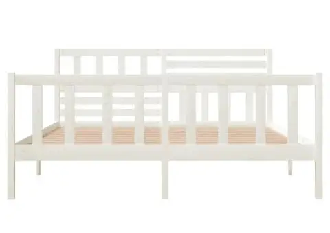 Cadru de pat, alb, 140x190 cm, lemn masiv - 4/5