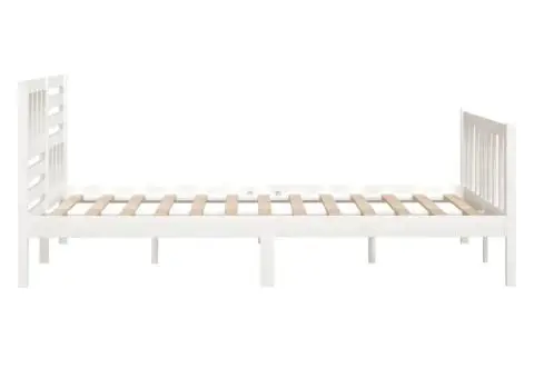 Cadru de pat, alb, 140x190 cm, lemn masiv - 5/5