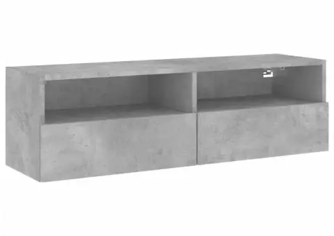 Comodă TV de perete, gri beton, 100x30x30 cm, lemn prelucrat - 2/5