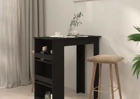 Masă de bar cu raft de depozitare, negru, 102x50x103,5 cm, PAL - 4/5