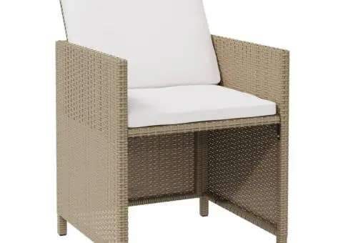 Scaune de grădină cu perne, 4 buc., bej, poliratan - 3/5