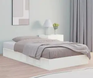 vidaXL Cadru de pat mic dublu, alb, 120x190 cm, lemn masiv