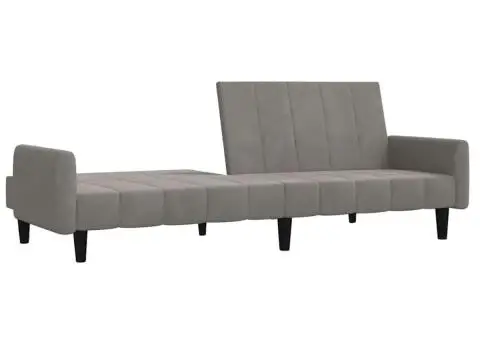 Canapea extensibilă cu 2 locuri, gri deschis, catifea - 5/5