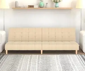 vidaXL Canapea extensibilă cu 2 locuri, crem, material textil