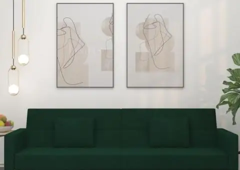 Canapea extensibilă cu 2 locuri, 2 perne, verde închis catifea - 1/5