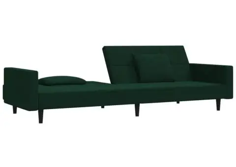 Canapea extensibilă cu 2 locuri, 2 perne, verde închis catifea - 5/5