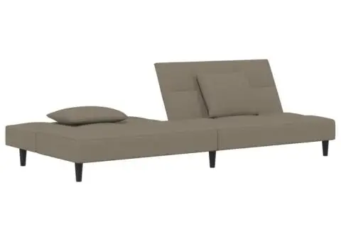 Canapea extensibilă cu 2 locuri, 2 perne, gri deschis, catifea - 5/5