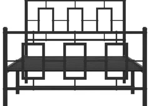 Cadru pat metalic cu tăblii de cap/picioare, negru, 100x200 cm - 5/5