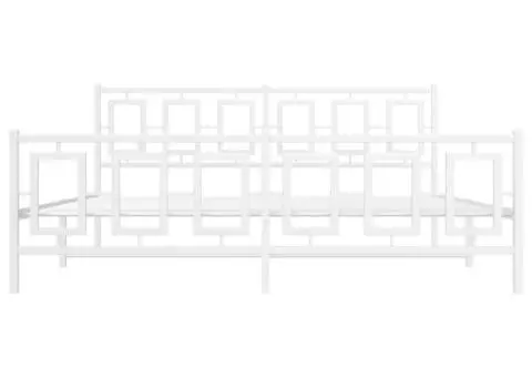 Cadru de pat metalic cu tăblie de cap/picioare, alb, 183x213 cm - 5/5