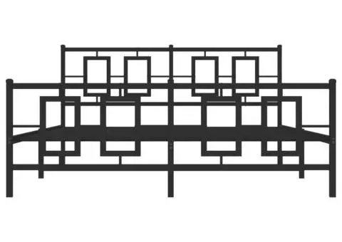 Cadru pat metalic cu tăblie de cap/picioare, negru, 150x200 cm - 5/5