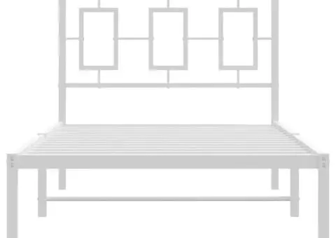 Cadru de pat metalic cu tăblie, alb, 90x190 cm - 5/5