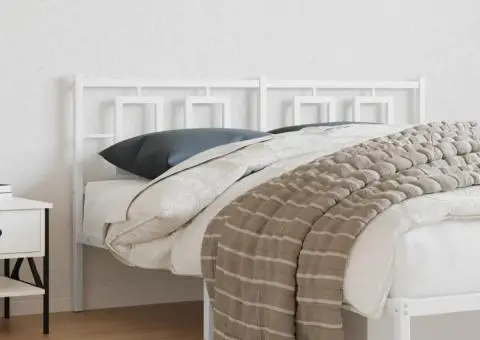 Tăblie de pat metalică, alb, 150 cm - 1/5