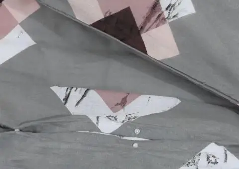 Set cu husă de pilotă, gri, 200x200 cm, bumbac - 4/5