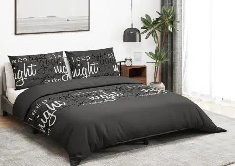 Set cu husă de pilotă, negru, 200x200 cm, bumbac - 1/5