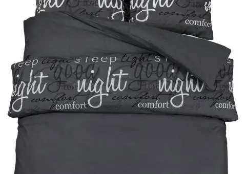 Set cu husă de pilotă, negru, 200x200 cm, bumbac - 2/5