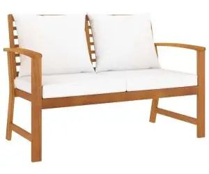 vidaXL Bancă de grădină, 120 cm, cu pernă crem, lemn masiv de acacia