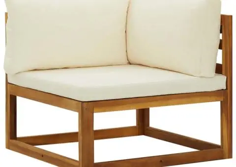 Canapele colț modulare, 2 buc., cu perne, lemn masiv acacia - 2/5