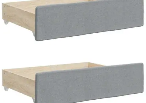 Sertare depozitare de pat, 2 buc., gri deschis, lemn și textil - 2/5