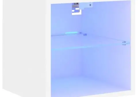 Comode TV de perete cu lumini LED, alb, 30x28,5x30 cm - 2/5