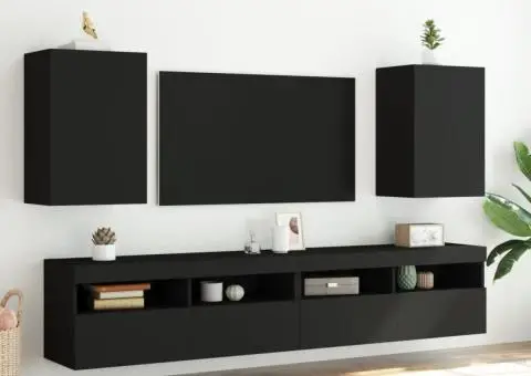 Comodă TV de perete, negru, 40,5x30x60 cm, lemn prelucrat - 4/5