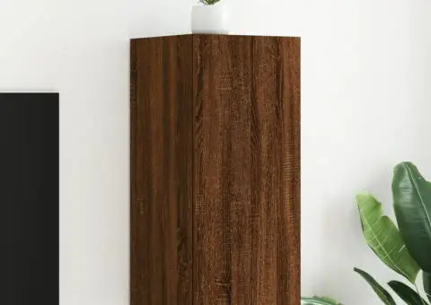 Comodă TV de perete cu lumini LED, stejar maro, 30,5x35x70 cm - 1/5
