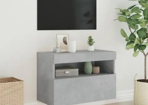 Comodă TV de perete cu lumini LED, gri beton, 60x30x40 cm - 5/5