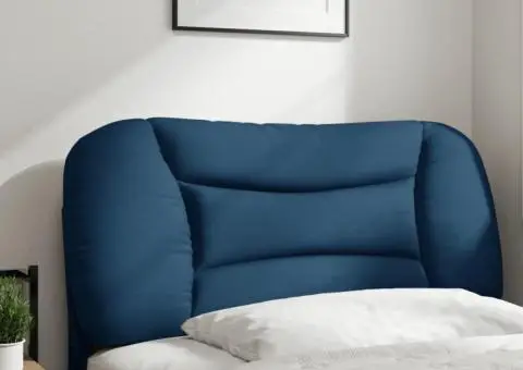 Pernă pentru tăblie de pat, albastru, 80 cm, material textil - 3/5