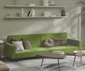 vidaXL Canapea extensibilă cu 2 locuri, verde deschis, catifea