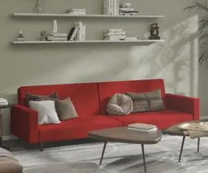 vidaXL Canapea extensibilă cu 2 locuri, roșu vin, catifea