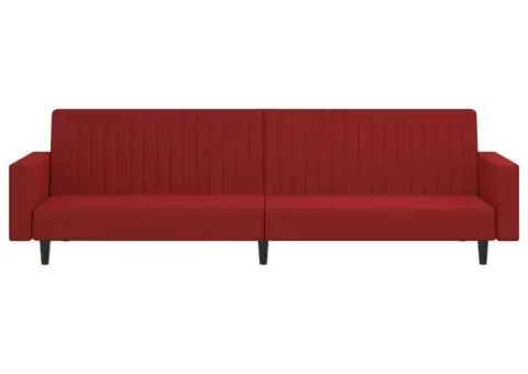 Canapea extensibilă cu 2 locuri, roșu vin, catifea - 5/5