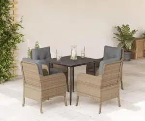 vidaXL Set mobilier de grădină cu perne, 5 piese, bej, poliratan