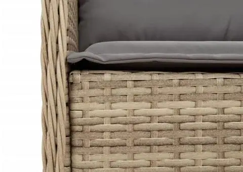 Set de masă pentru grădină, 9 piese, cu perne, bej, poliratan - 5/5