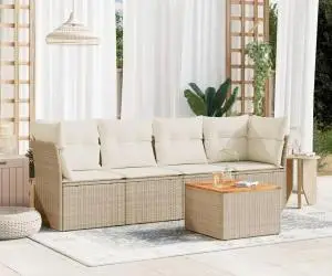 vidaXL Set canapele de grădină cu perne, 5 piese, bej, poliratan