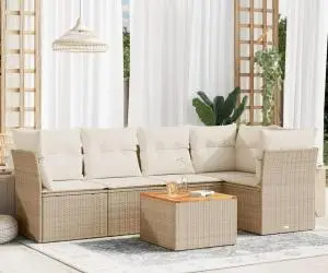 vidaXL Set canapele de grădină cu perne, 6 piese, bej, poliratan