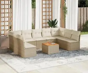 vidaXL Set canapele de grădină cu perne, 10 piese, bej, poliratan