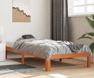 vidaXL Cadru pat fără saltea, maro ceruit, 100x200 cm, lemn masiv pin