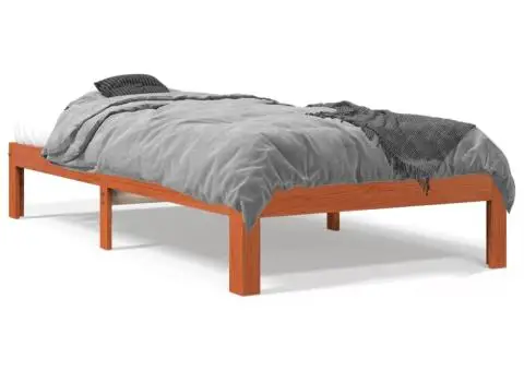 Cadru pat fără saltea, maro ceruit, 100x200 cm, lemn masiv pin - 2/5