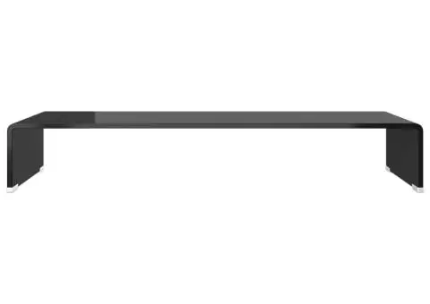 Suport TV/monitor din sticlă, 80x30x13 cm, negru - 3/5