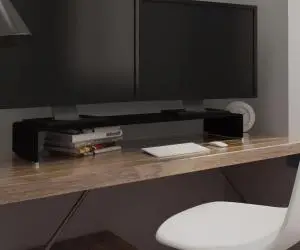 vidaXL Stand TV/Suport monitor, sticlă, 110x30x13 cm, negru