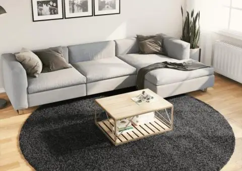 Covor pufos "PAMPLONA" cu fire înalte, antracit modern Ø 240 cm - 1/5