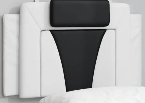 Pernă pentru tăblie pat, alb și negru, 80 cm, piele artificială - 1/5