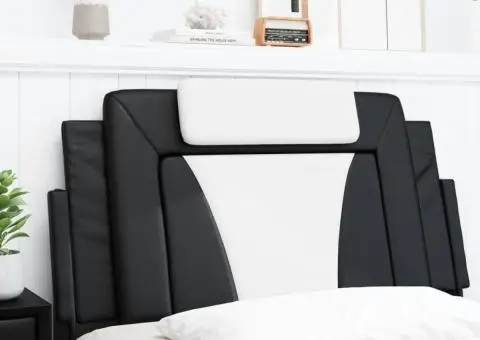 Pernă pentru tăblie pat, negru și alb, 100cm, piele artificială - 3/5