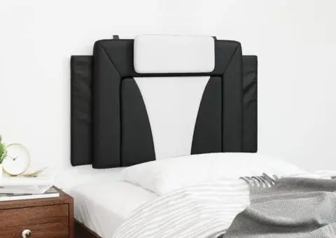 Pernă pentru tăblie pat, negru și alb, 90 cm, piele artificială - 3/5