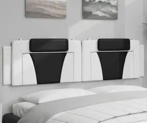 vidaXL Pernă pentru tăblie pat, alb și negru, 200cm, piele artificială