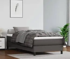 vidaXL Saltea de pat cu arcuri, gri, 120x190x20 cm, piele ecologică