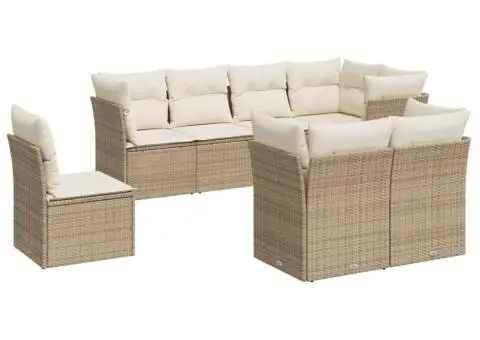 Set canapele de grădină, 8 piese, cu perne, bej, poliratan - 2/3