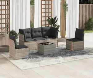 vidaXL Set canapele de grădină cu perne, 6 piese gri deschis poliratan