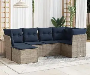 vidaXL Set canapele de grădină cu perne, 6 piese, gri, poliratan