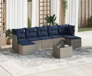 vidaXL Set canapele de grădină cu perne, 8 piese, gri, poliratan