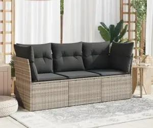 vidaXL Set canapele de grădină cu perne, 3 piese gri deschis poliratan
